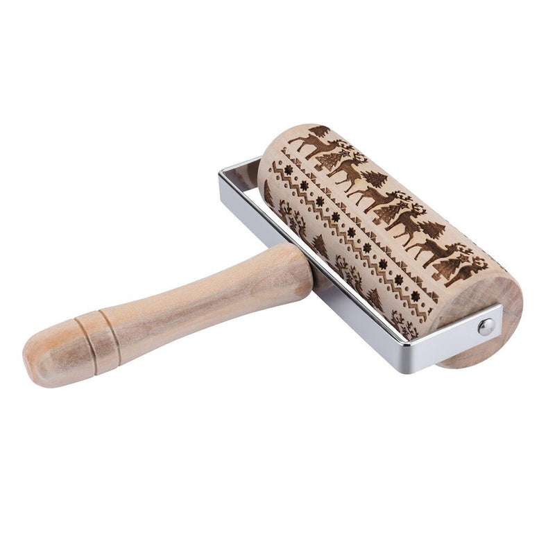 Christmas Décor Engraved Wooden Rolling Pin