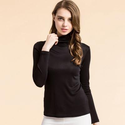 Women 100% Natural Silk Turtleneck Long Sleeve Shirt - EmeRubies