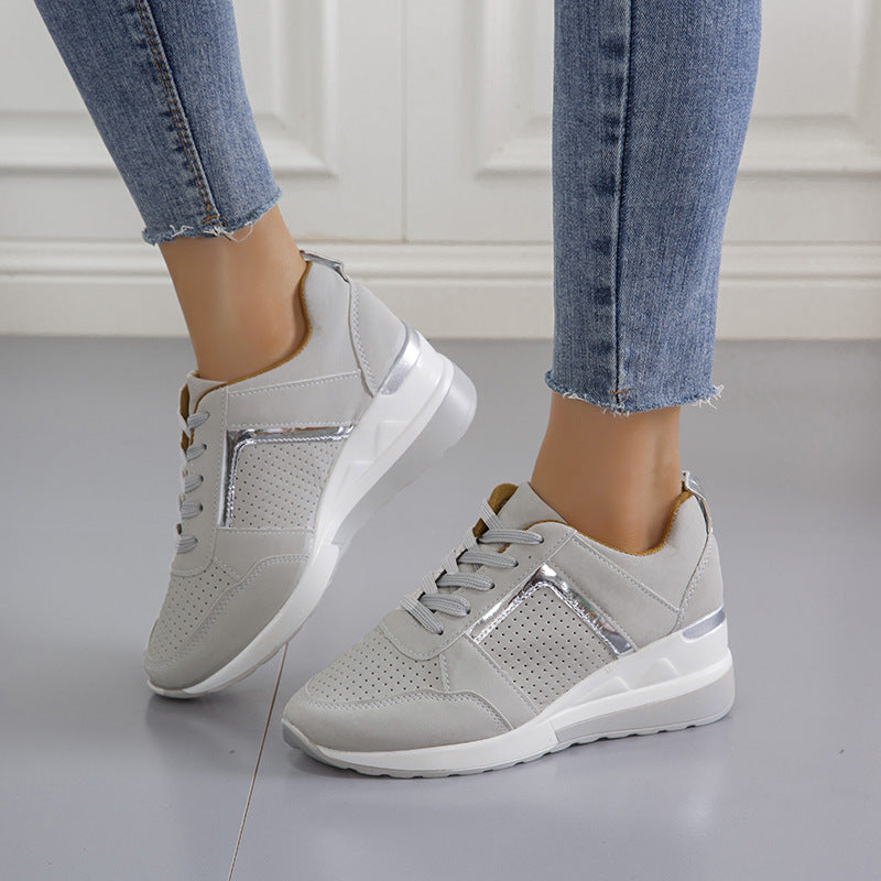 Platform Wedge Heel Casual Lace-up Sneakers for Women
