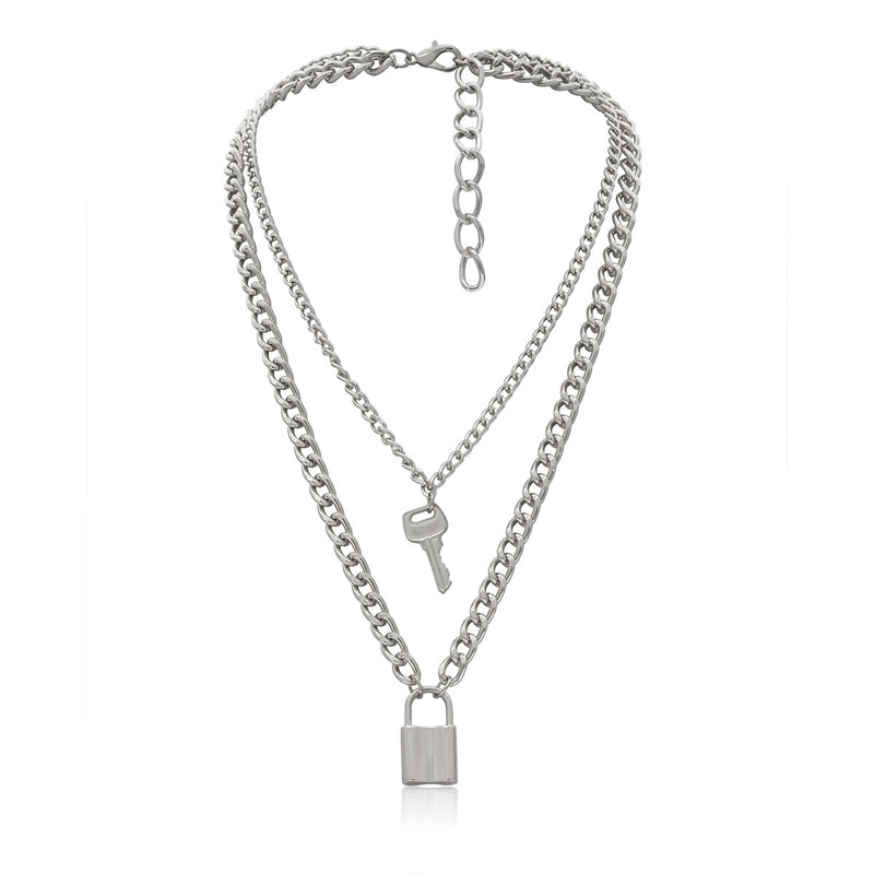 Multilayer Gothic Key Lock Pendant Necklace for Women