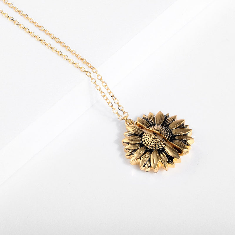 Vintage Sunflower Locket Necklace and Pendant for Women