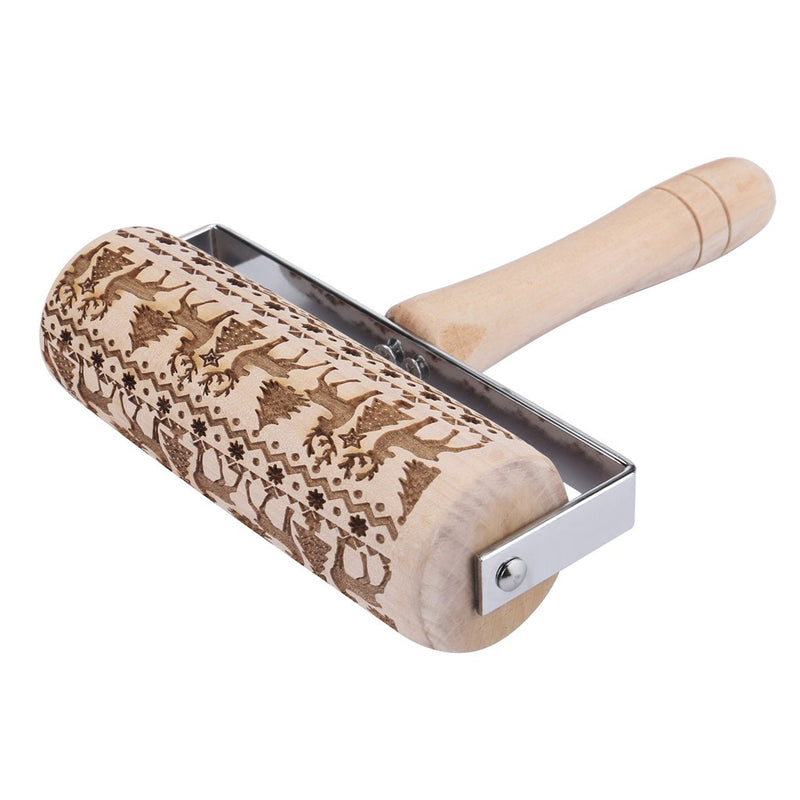 Christmas Décor Engraved Wooden Rolling Pin