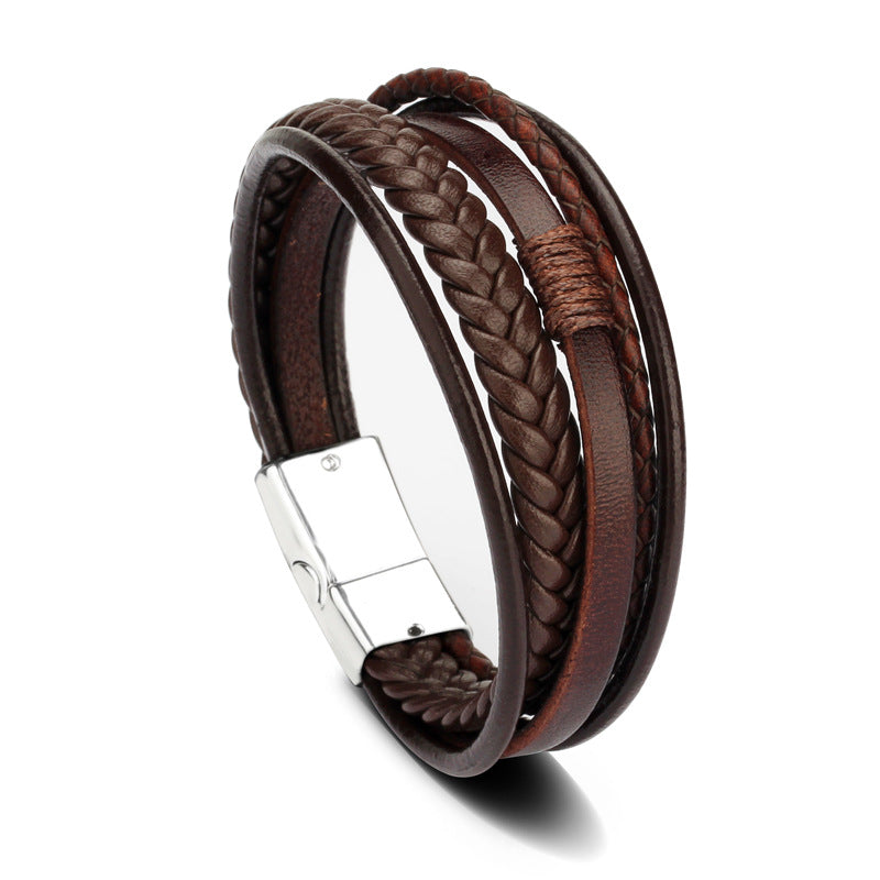 Trendy Hand-Woven Leather Bracelet