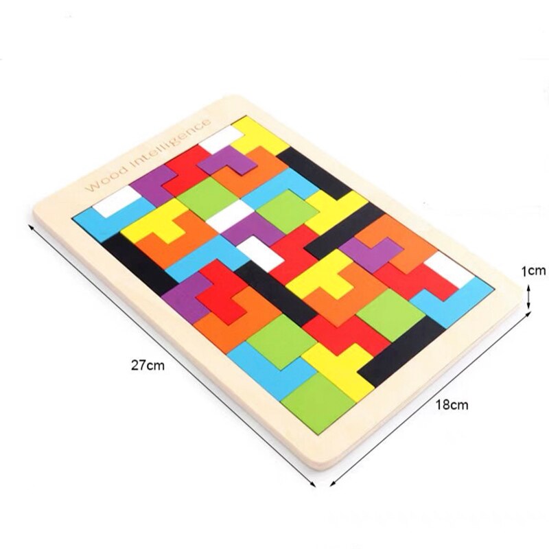 Colorful Wooden Tetris Game Toys for Kids