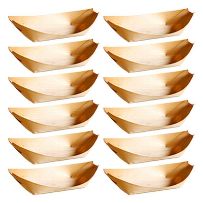 50 Pieces Natural Birch Wooden Serving Boats Plates - EmeRubies