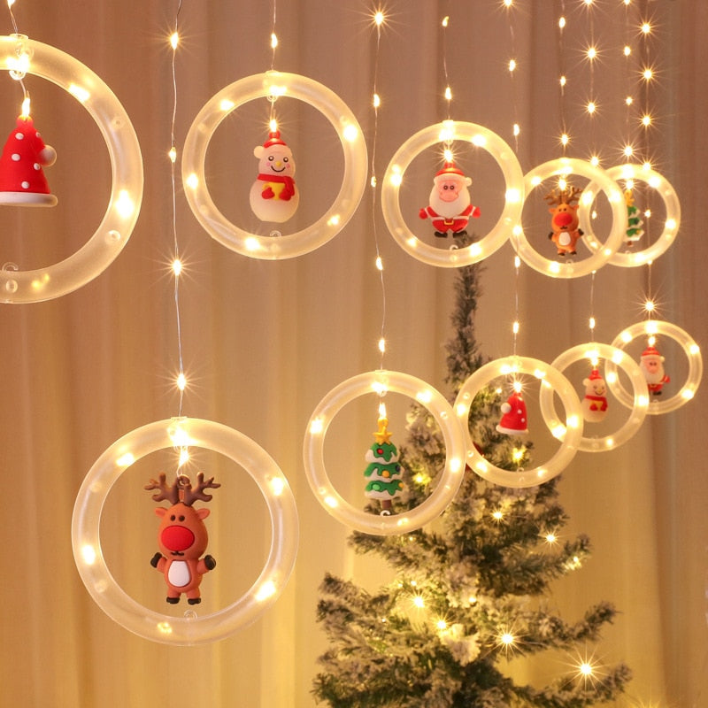 Santa Claus LED Curtain Christmas Light Decorations for Home