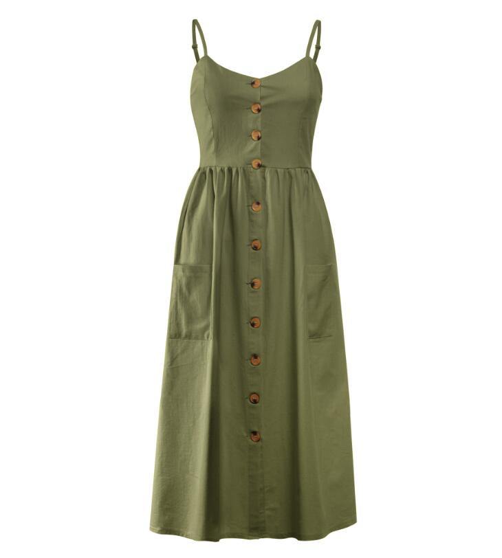 Elegant Button-Down Sleeveless Polka Dots Dress for Women - EmeRubies