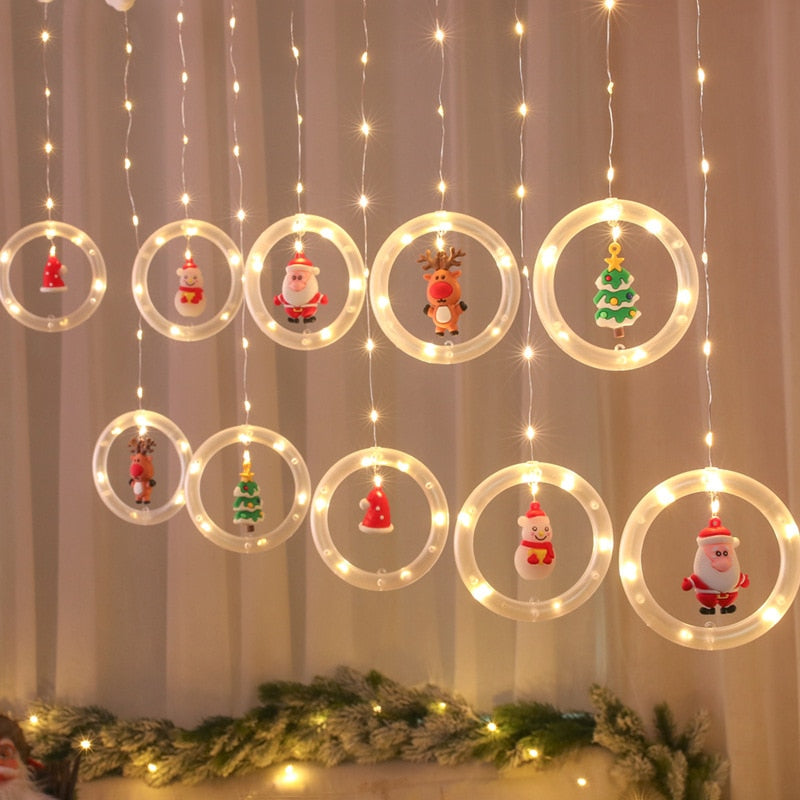Santa Claus LED Curtain Christmas Light Decorations for Home