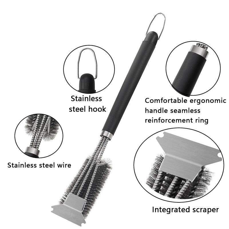 Barbecue Cleaning Brush with Integrated Scraper