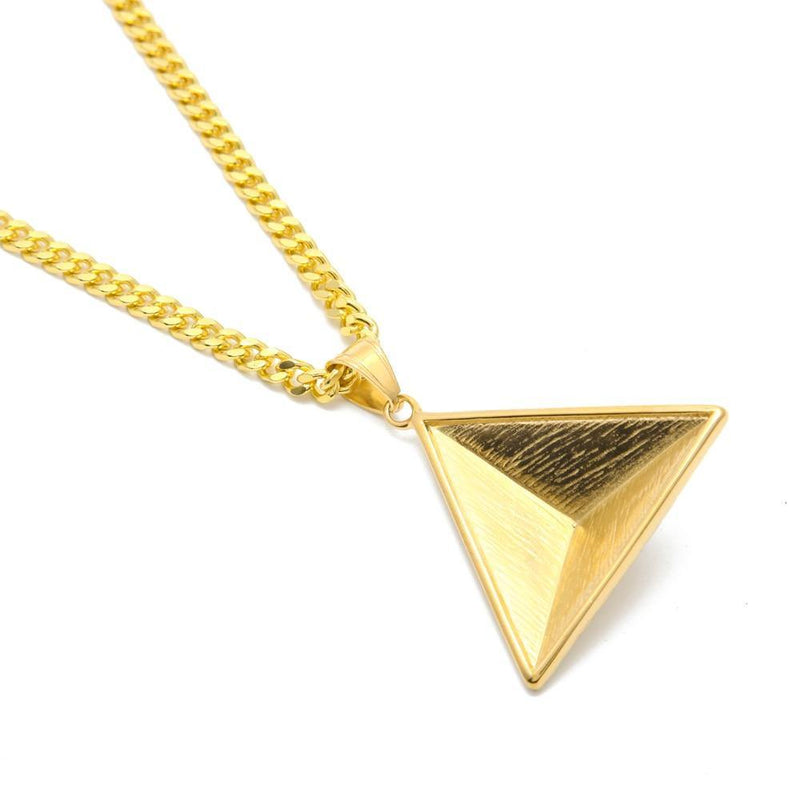 Egypt Jewelry Stainless Steel Three-dimensional Inverted Triangle Unisex Pendant Necklace - EmeRubies