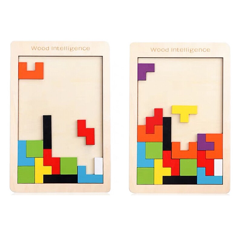 Colorful Wooden Tetris Game Toys for Kids