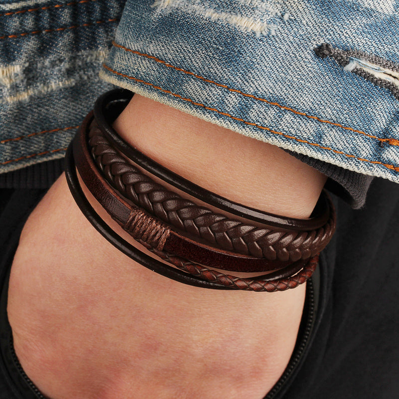 Trendy Hand-Woven Leather Bracelet