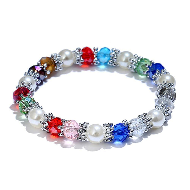 Colorful Rhinestone Faux Pearl Bracelet for Women - EmeRubies
